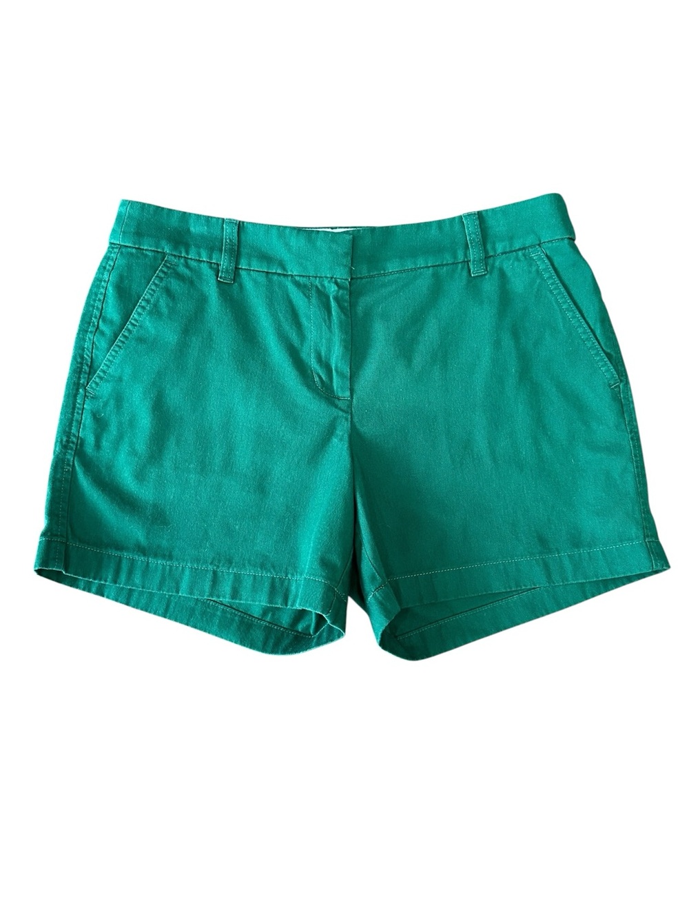J. Crew Factory 5" Classic Chino Mid-Rise Kelly Green Fun Preppy Shorts Size 8 - Picture 2 of 8